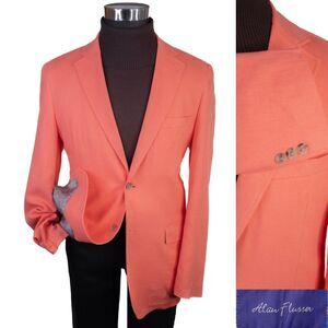 Alan Flusser Blazer Men's Size M Salmon Linen Blend Solid Sport Coat 2 Button